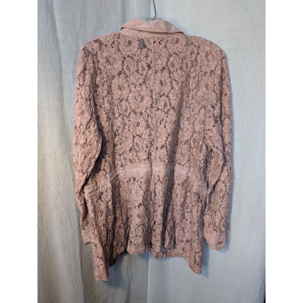 LANE BRYANT Mauve Pink Lace Utility Cargo Jacket Shacket Boho Plus 22/24